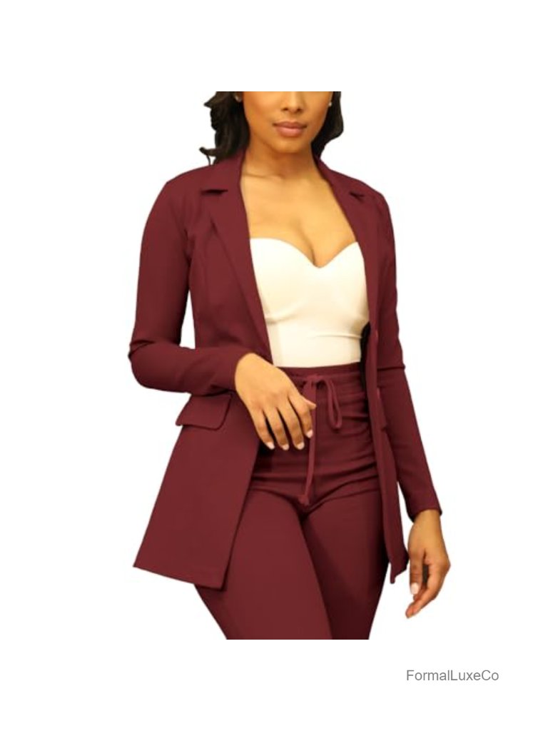 Women's Blazers & Suit Jackets - Open Front Long Sleeve Work Blazer